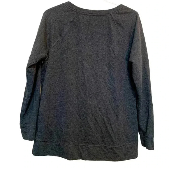 Danskin Gray w Black, Long Sleeve Winter Performance Sweatshirt, stretchy - Picture 3 of 6